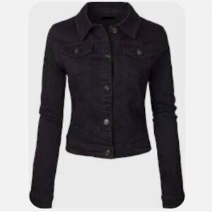 Instar Mode Black Denim Jean Jacket Modern Stretch Women's Size Large